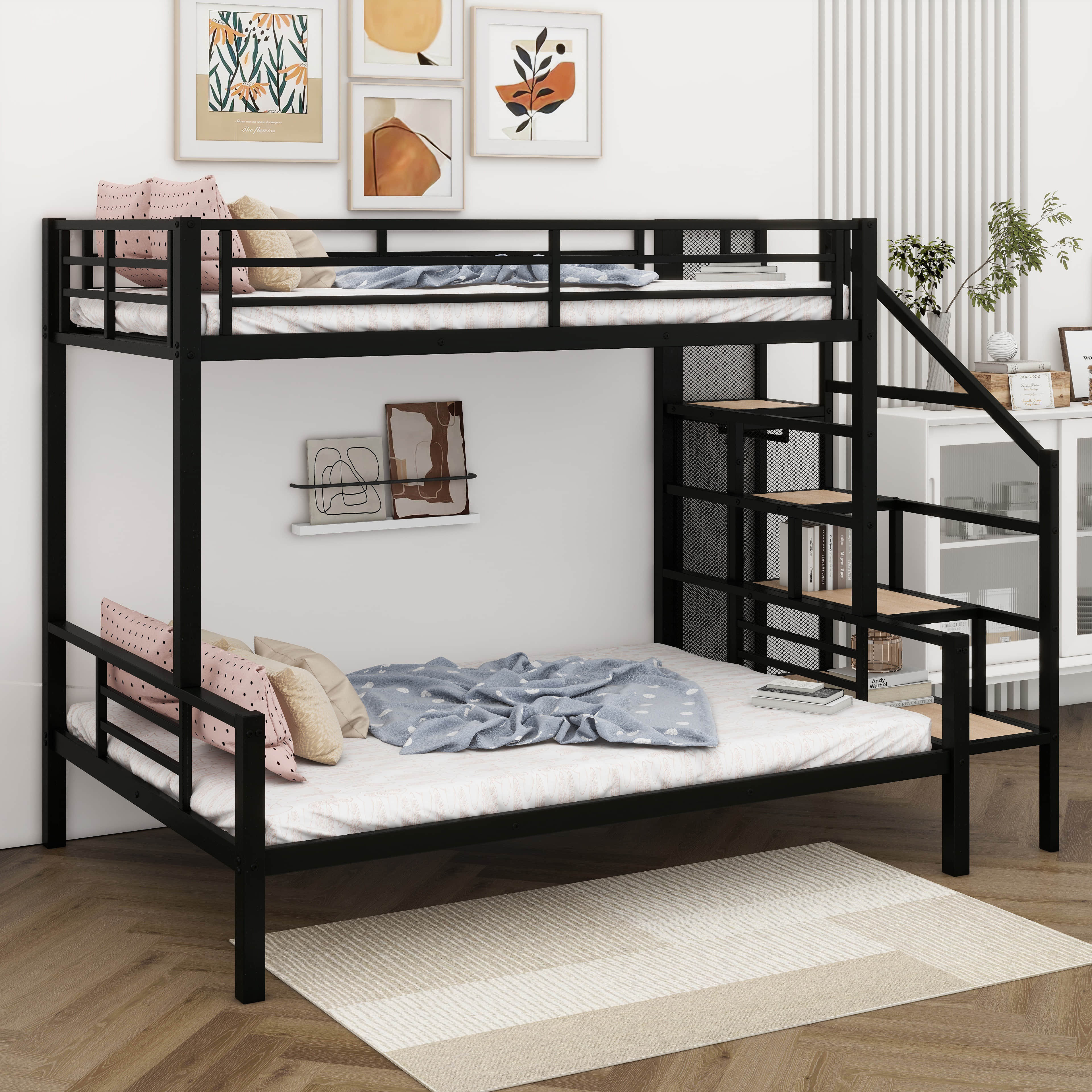 Mason & Marbles Twin over Full Size Metal Bunk Bed with